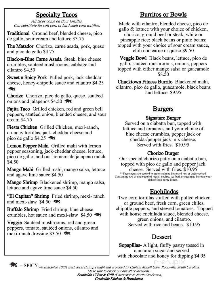 3 Matadors Tequileria - Charleston, SC menu_pic