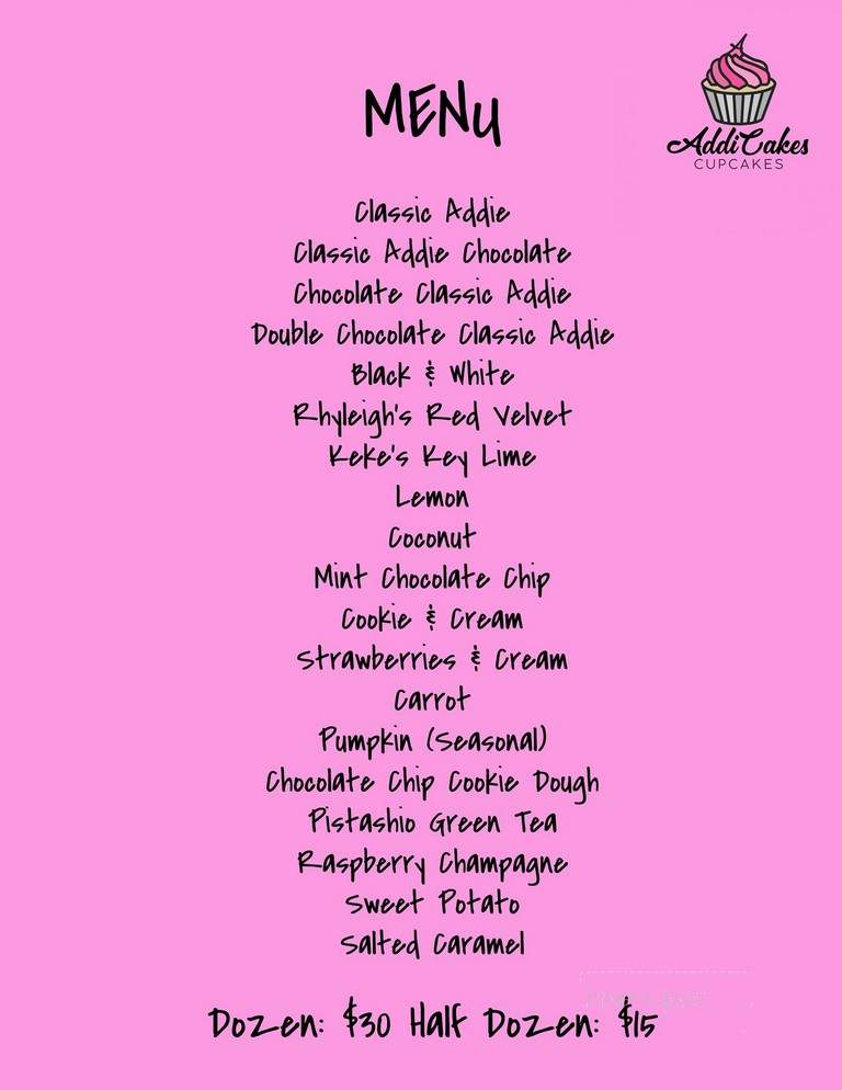 Addicakes Cupcakes - Mableton, GA menu_pic