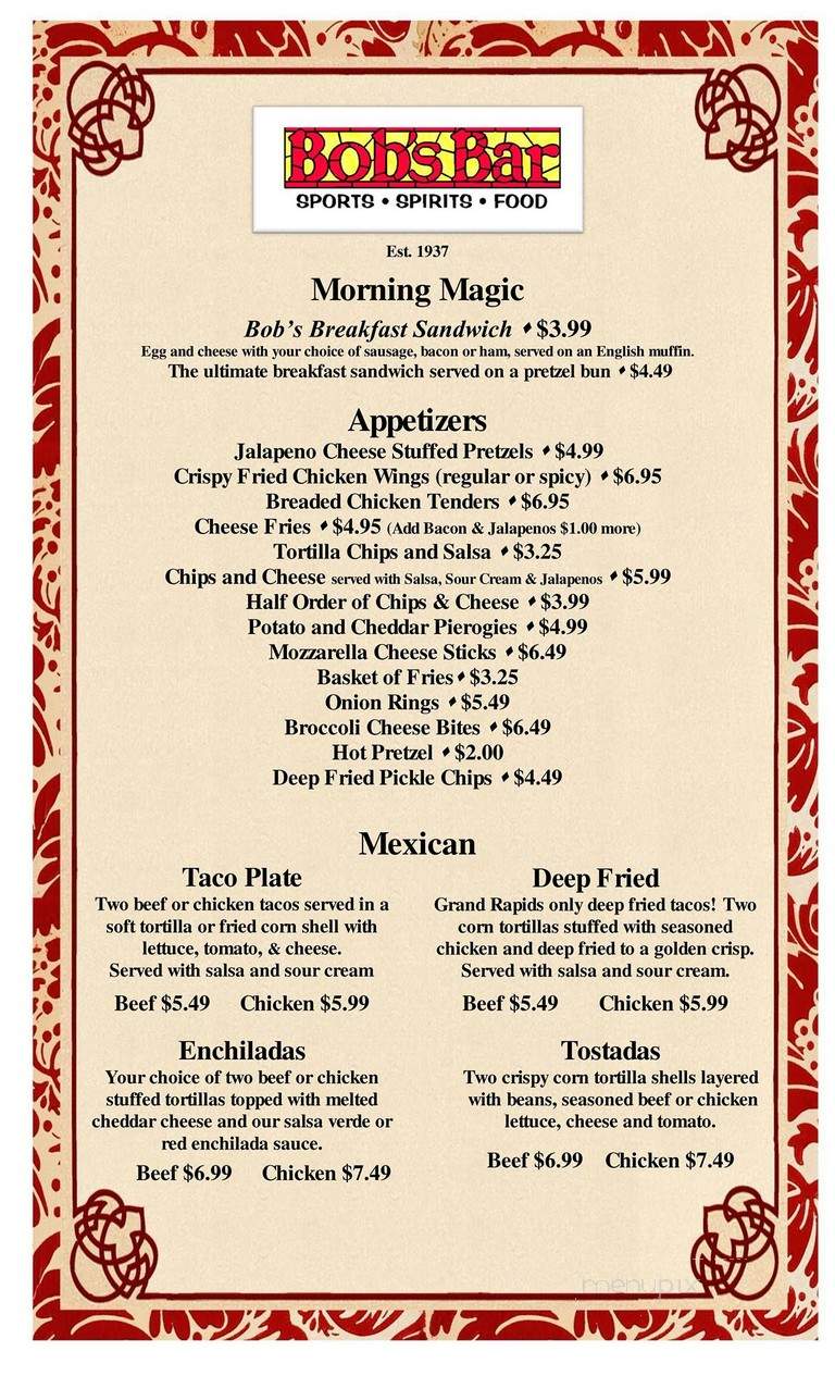 B.O.B.'s House of Brews - Grand Rapids, MI menu_pic
