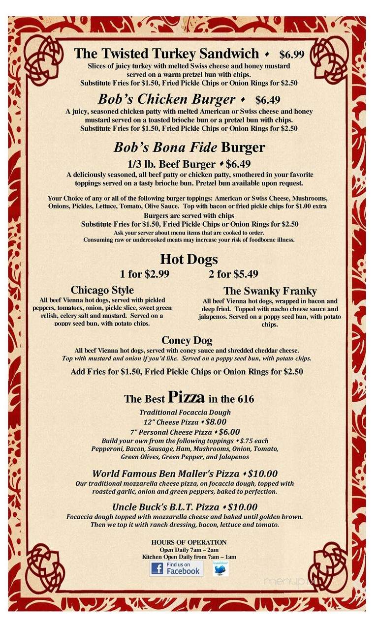 B.O.B.'s House of Brews - Grand Rapids, MI menu_pic
