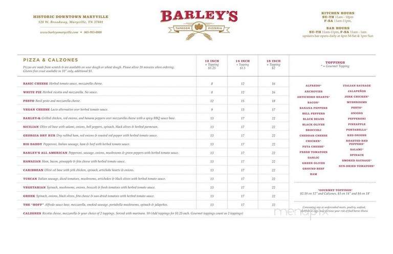 Barley's - Maryville, TN menu_pic