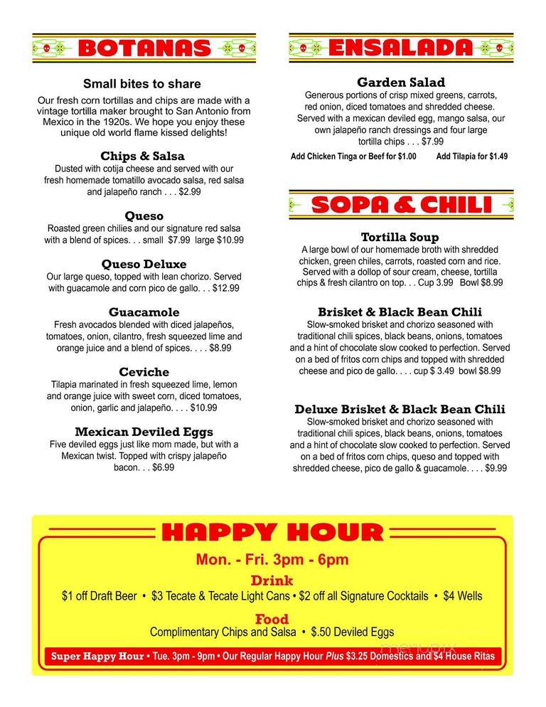 Barriba Cantina - San Antonio, TX menu_pic
