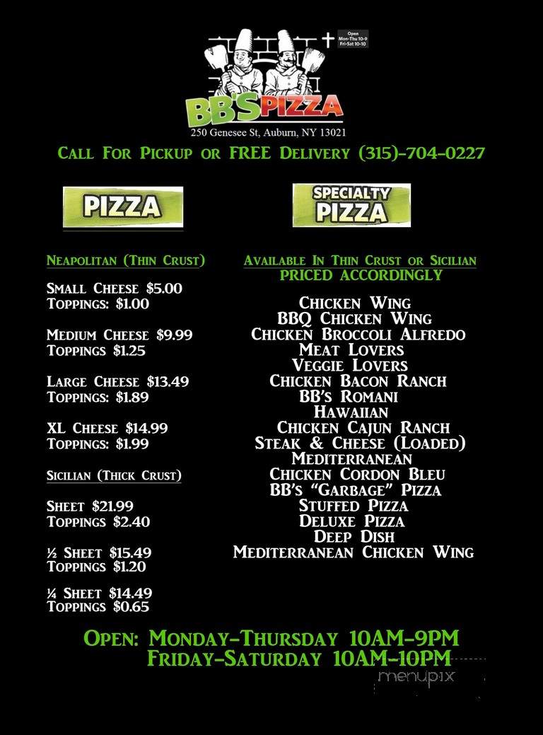 BB'S Pizza - Auburn, NY menu_pic