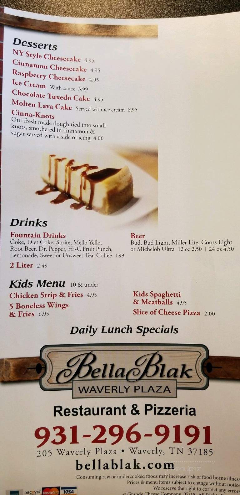 Bella Blak - Waverly, TN menu_pic