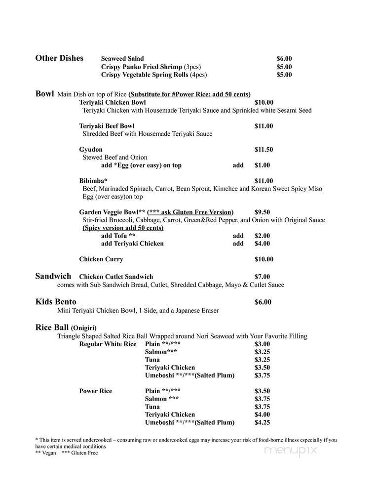 Bend-O Bento Japanese Kitchen - Bend, OR menu_pic