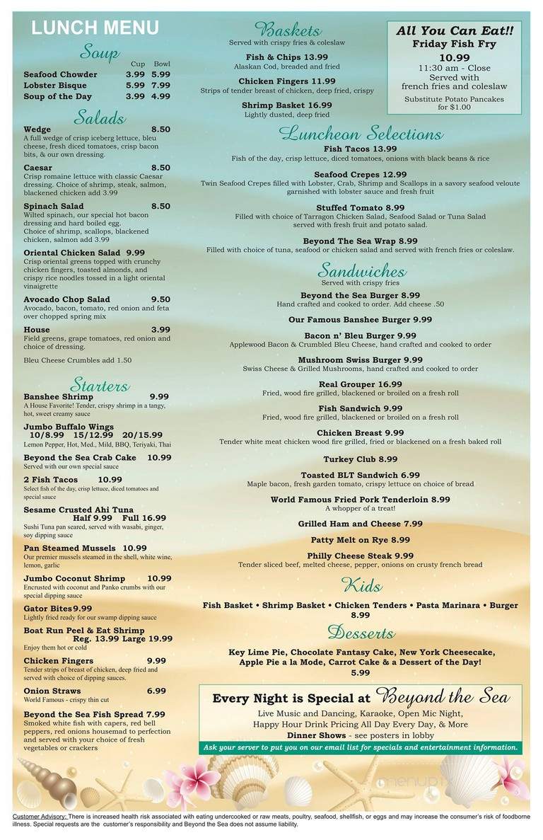 Beyond The Sea - Englewood, FL menu_pic