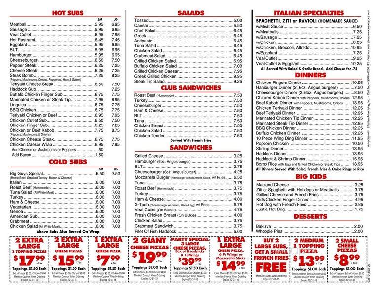 Big Guys Pizza - Lowell, MA menu_pic