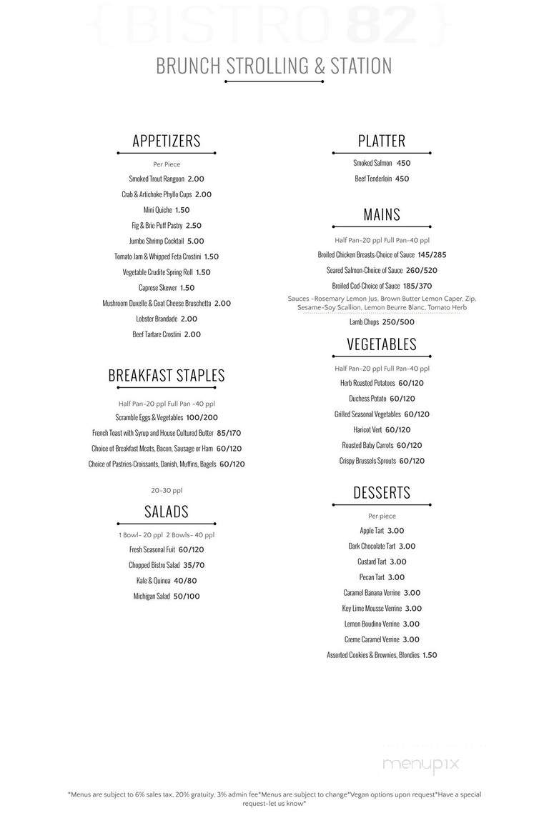 Bistro 82 - Royal Oak, MI menu_pic
