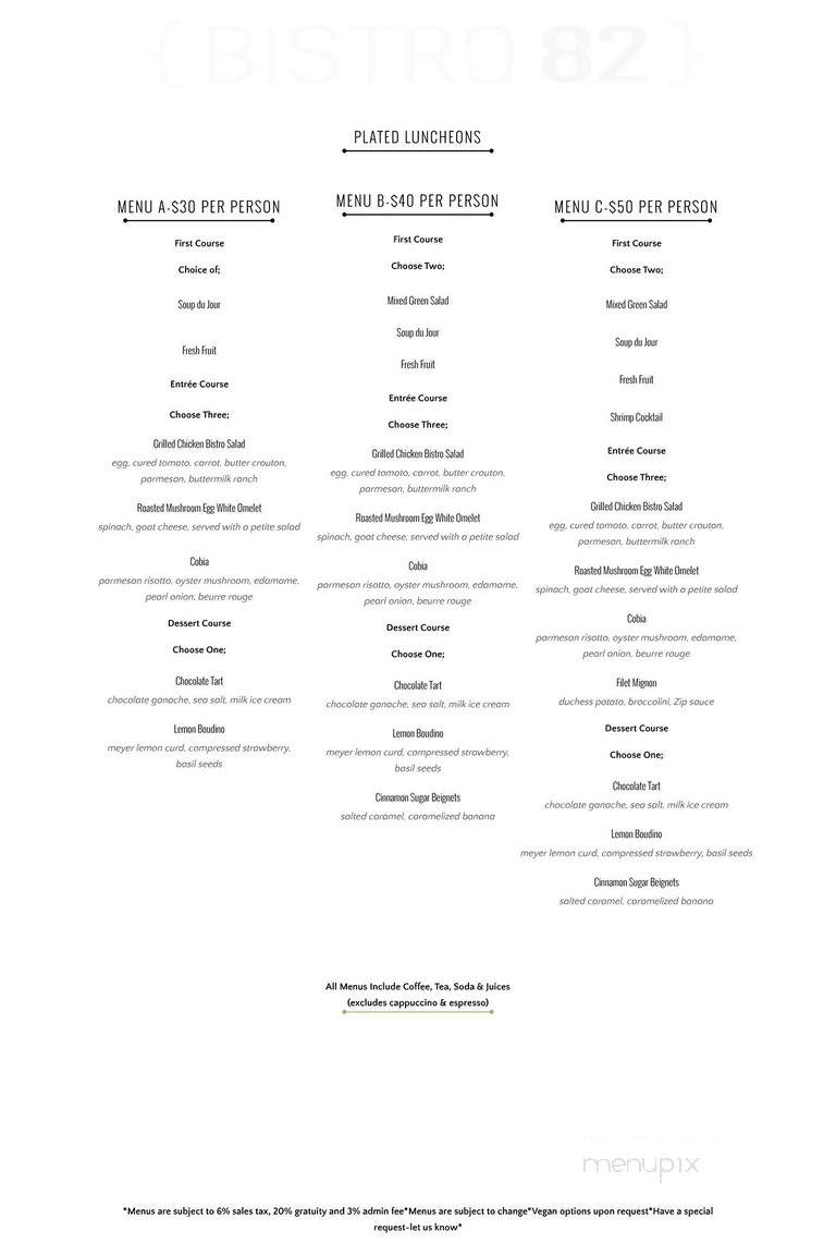 Bistro 82 - Royal Oak, MI menu_pic