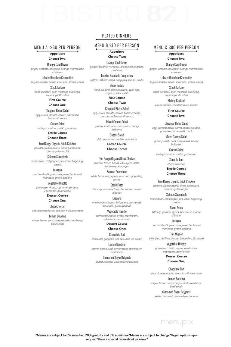 Bistro 82 - Royal Oak, MI menu_pic