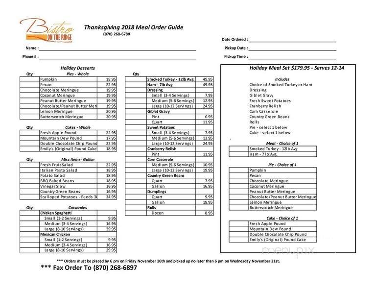 Bistro on the Ridge - Jonesboro, AR menu_pic