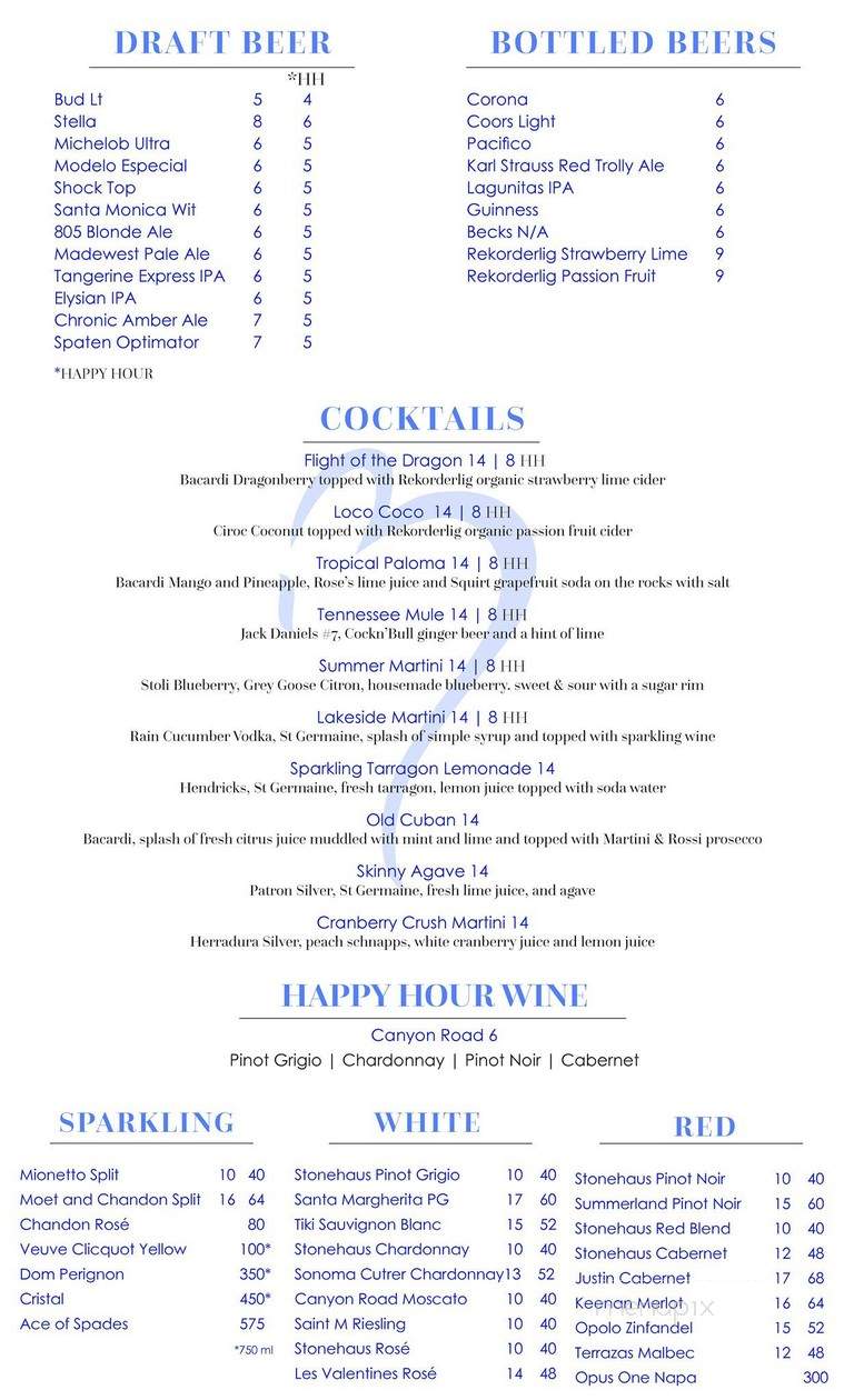 Bogie's - Westlake Village, CA menu_pic