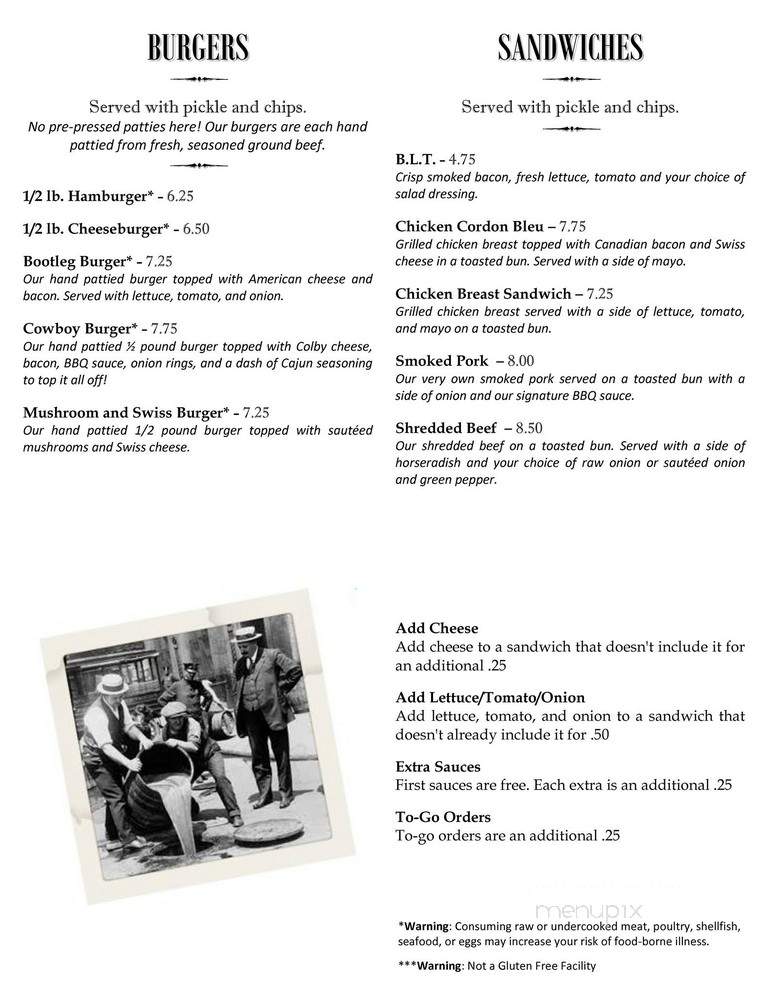 Bootlegger's - Amherst Junction, WI menu_pic