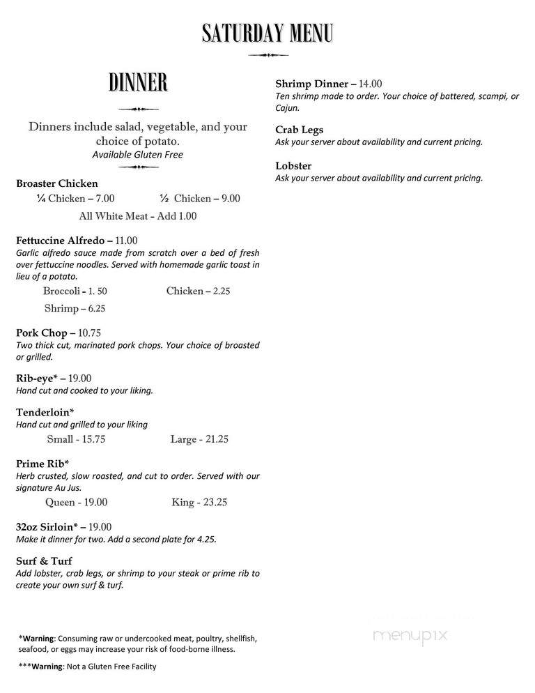 Bootlegger's - Amherst Junction, WI menu_pic