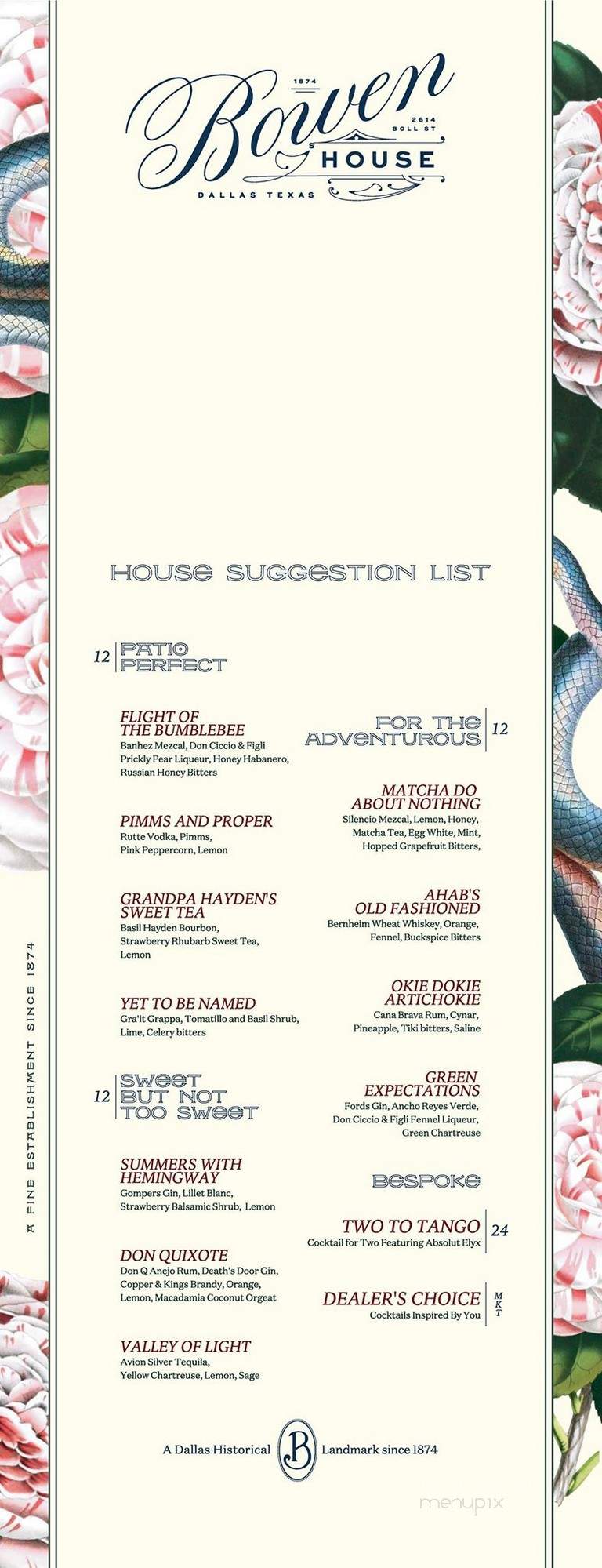 Bowen House - Dallas, TX menu_pic