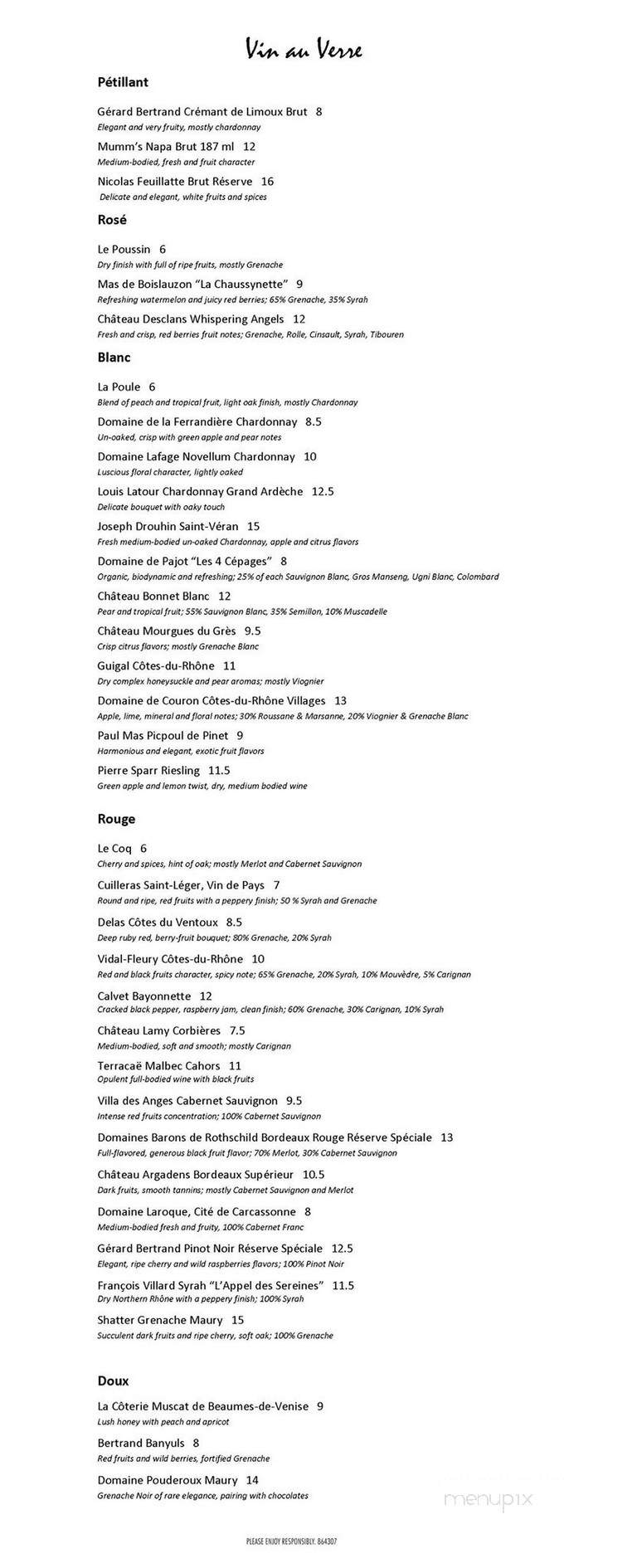 Brasserie Provence - Louisville, KY menu_pic