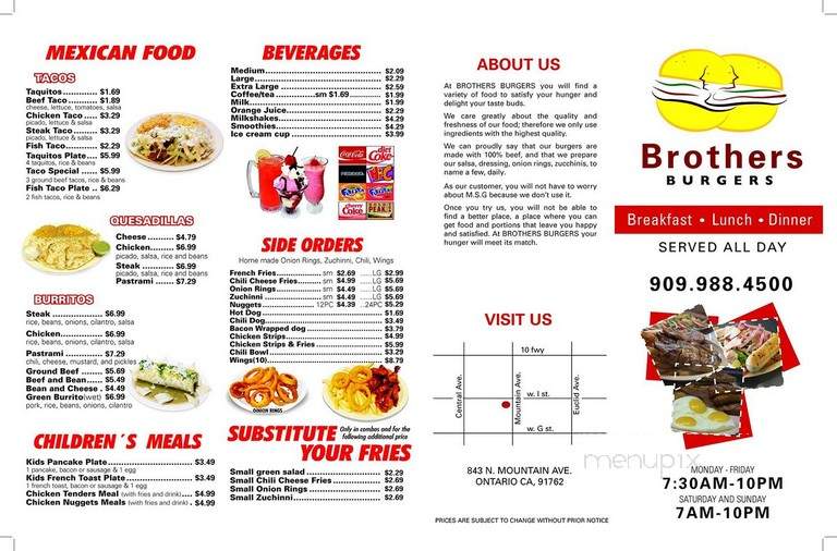 Brothers Burgers - Ontario, CA menu_pic