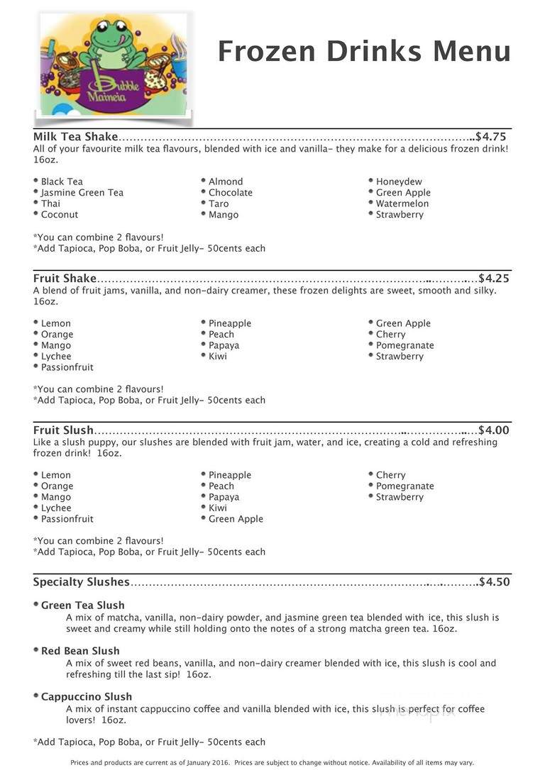Bubble Maineia Tea Shop - Portland, ME menu_pic