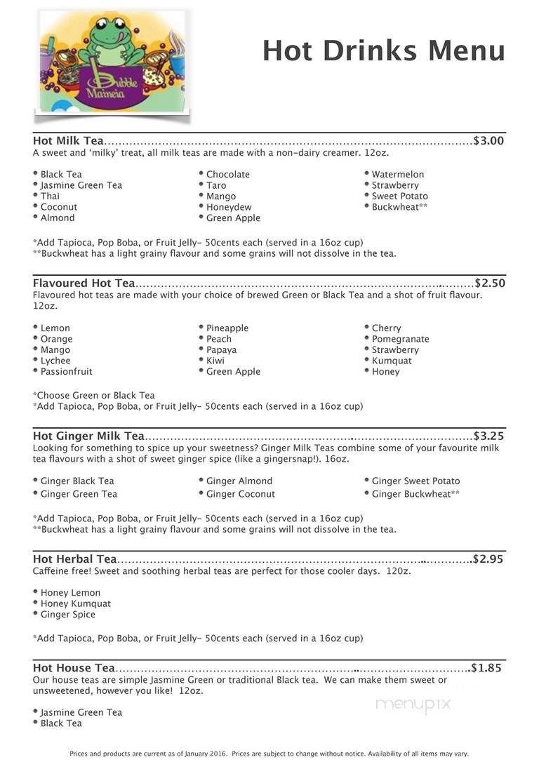 Bubble Maineia Tea Shop - Portland, ME menu_pic