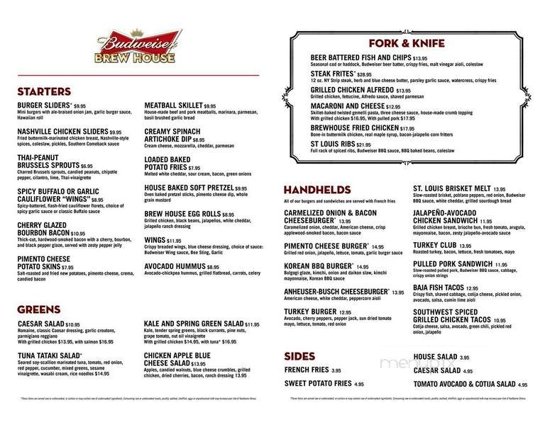 Bud Brew House - Saint Louis, MO menu_pic
