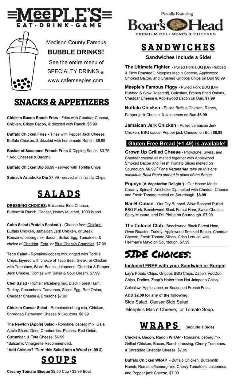 Cafe Meeples - Richmond, KY menu_pic