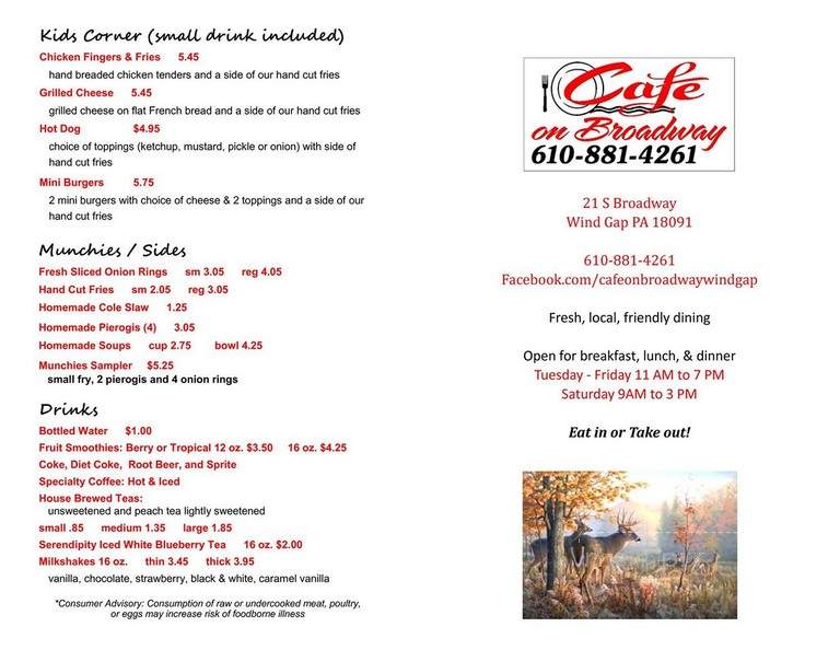Cafe on Broadway - Wind Gap, PA menu_pic