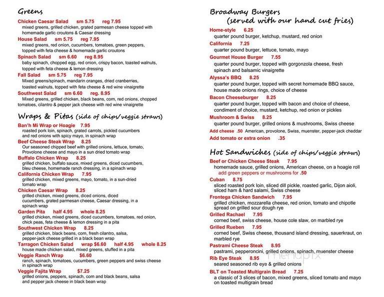 Cafe on Broadway - Wind Gap, PA menu_pic