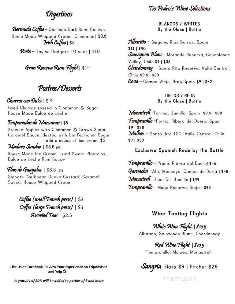 Candela Tapas Lounge - Hanover, NH menu_pic