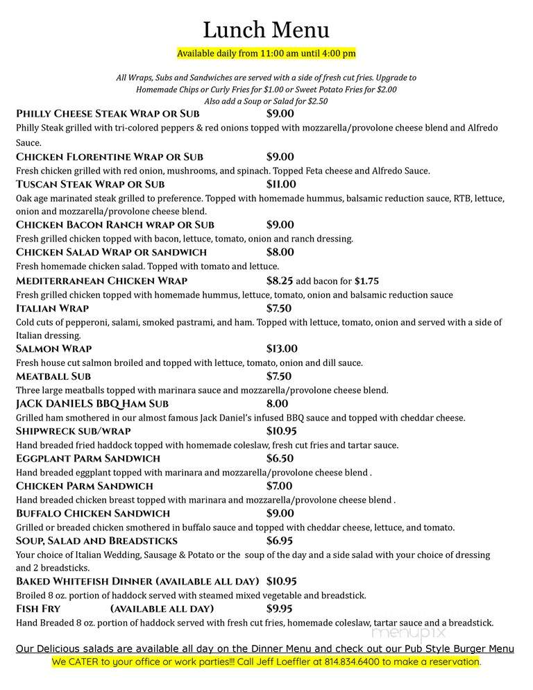 Casali's Italian Grille - St Marys, PA menu_pic