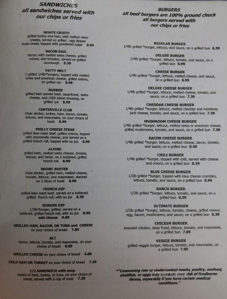 Centerville Cafe - Centralia, WA menu_pic