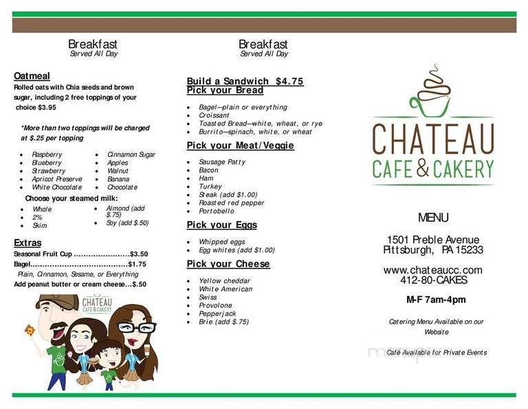 Chateau Cafe and Cakery - Pittsburgh, PA menu_pic