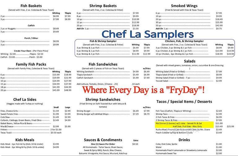 Chef La's Fish Fry - Smyrna, GA menu_pic
