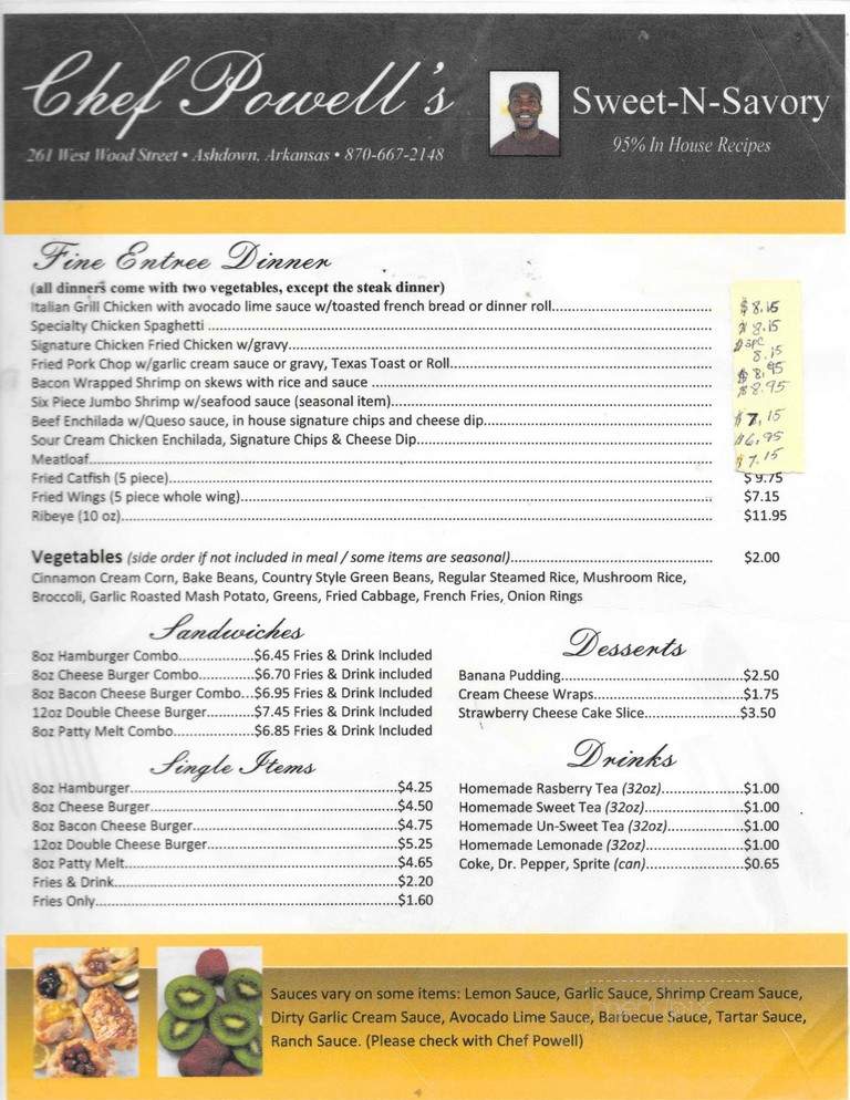 Chef Powell - Ashdown, AR menu_pic