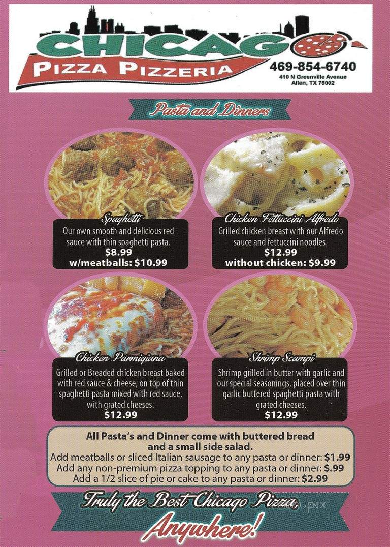 Chicago Pizza Pizzeria - Allen, TX menu_pic