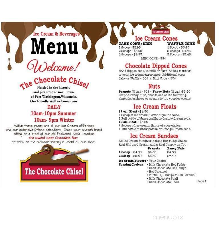 Chocolate Chisel - Port Washington, WI menu_pic