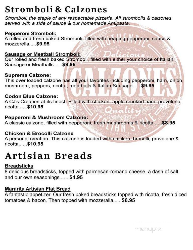 CJ's Pizzeria - Washington, GA menu_pic