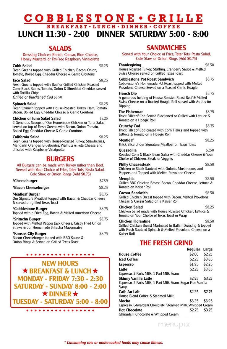 Cobblestone Grille - Cleveland, TN menu_pic
