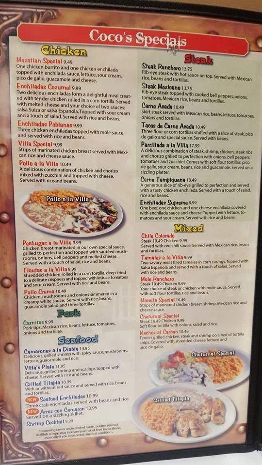 Coco's - Hamilton, OH menu_pic
