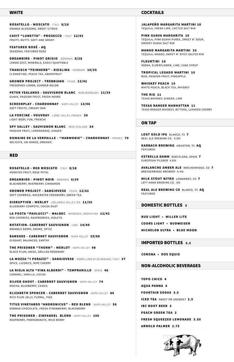 Cork and Pig - Odessa, TX menu_pic