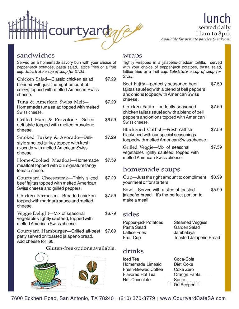 Courtyard Cafe - San Antonio, TX menu_pic