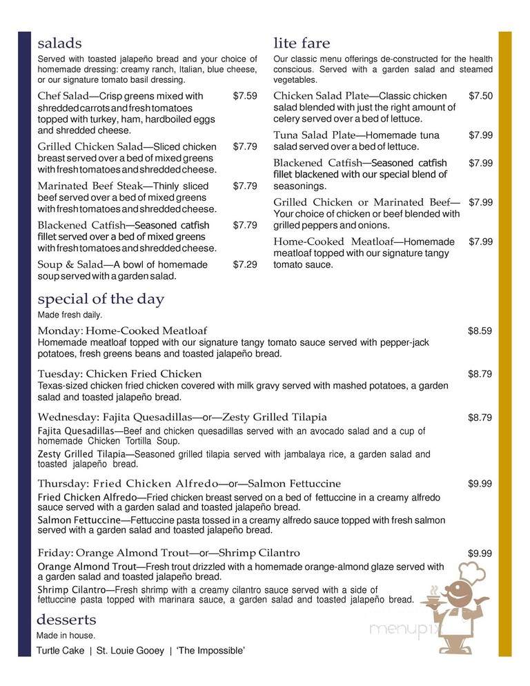 Courtyard Cafe - San Antonio, TX menu_pic