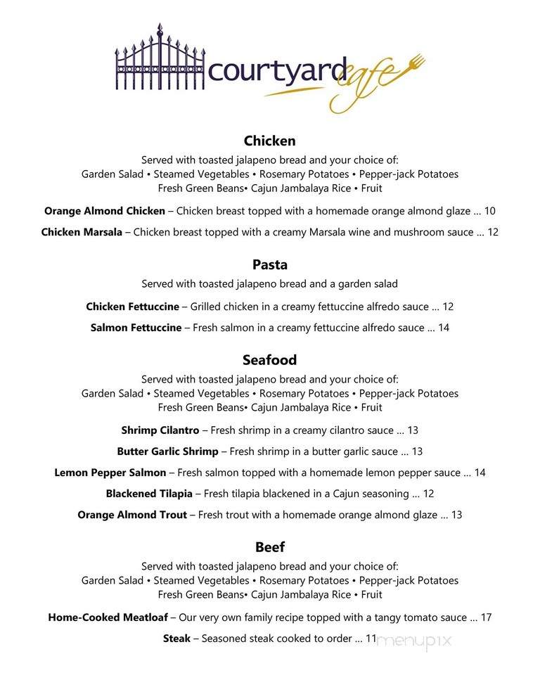 Courtyard Cafe - San Antonio, TX menu_pic