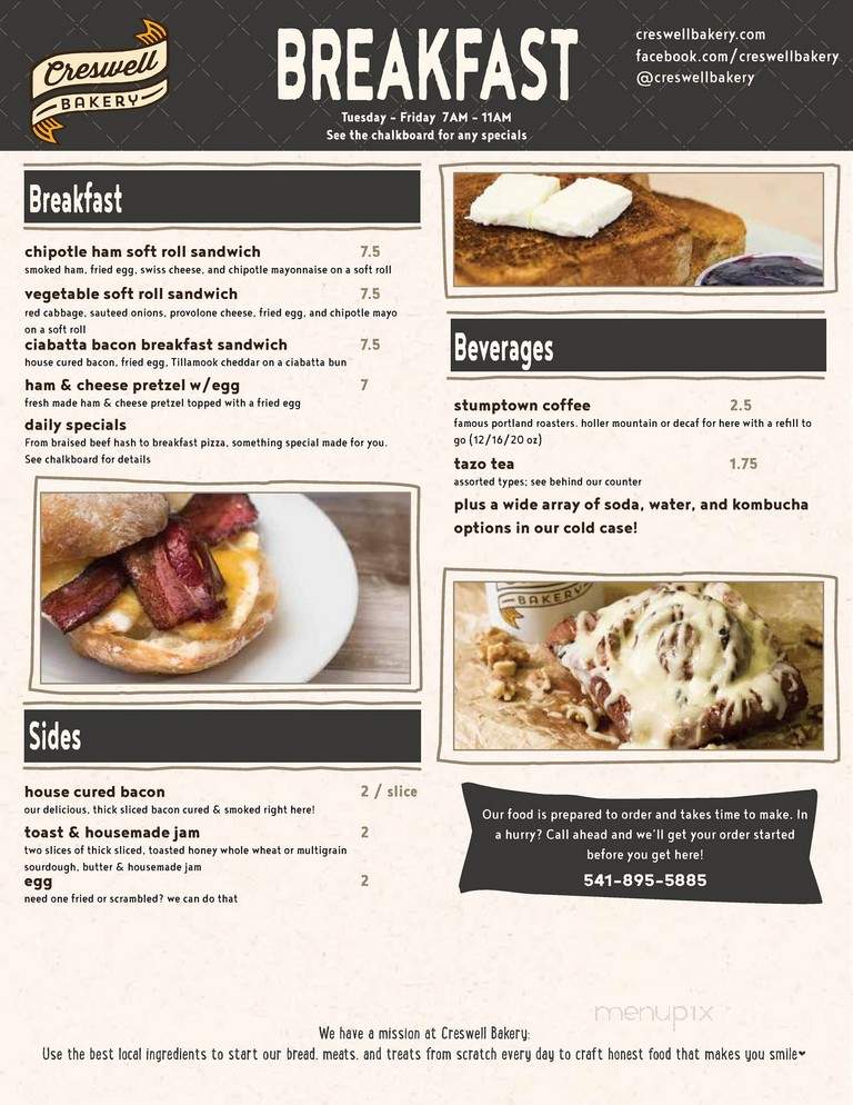Creswell Bakery - Creswell, OR menu_pic