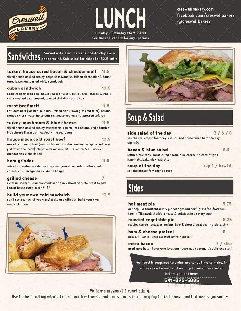 Creswell Bakery - Creswell, OR menu_pic