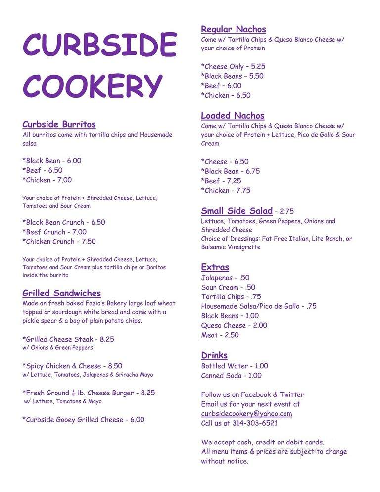Curbside Cookery - Saint Louis, MO menu_pic