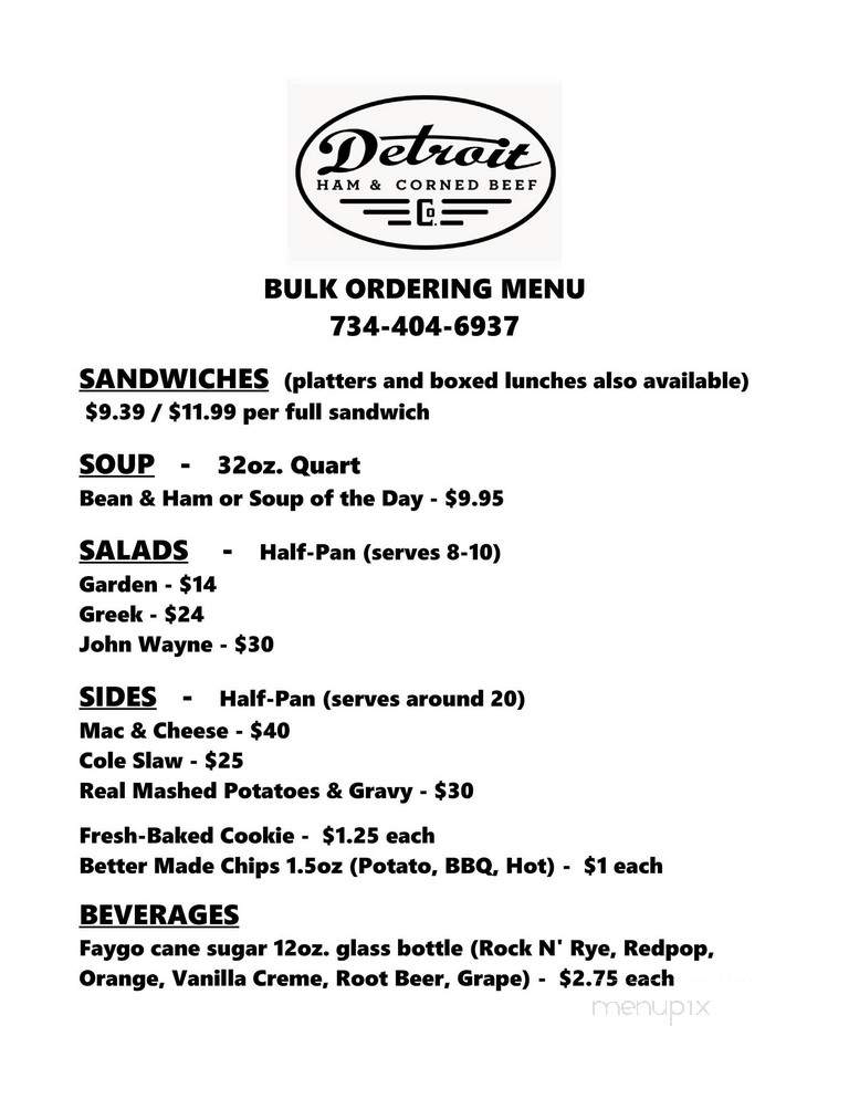 Detroit Ham & Corned Beef Co. - Plymouth, MI menu_pic