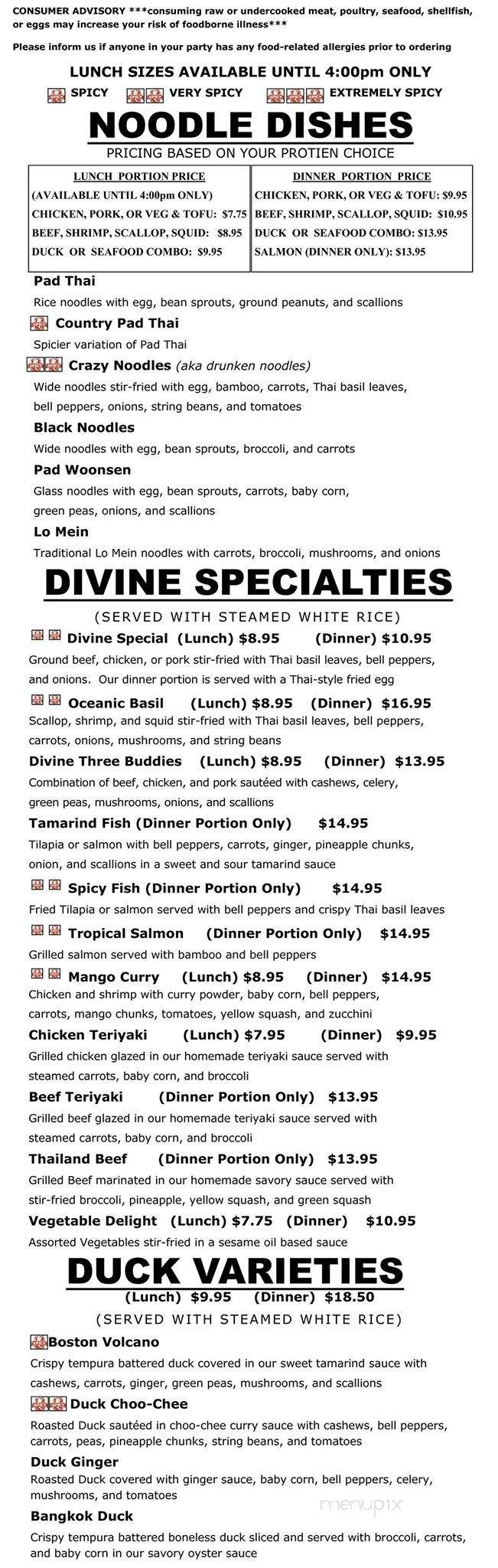 Divine Thai - Northbridge, MA menu_pic