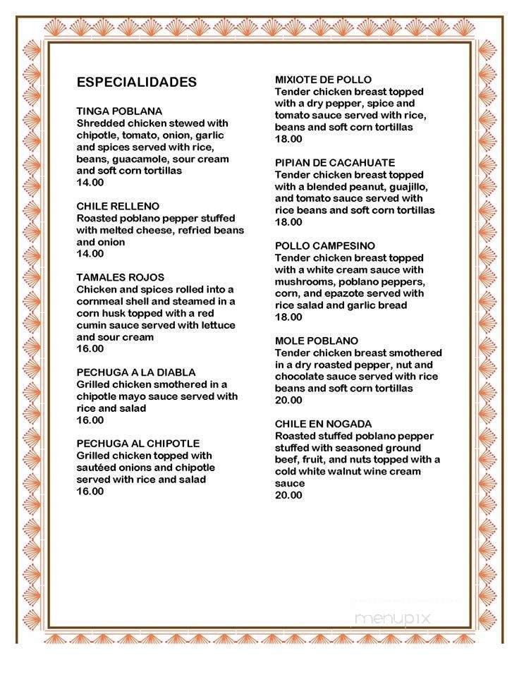 El Mariachi - Moultonborough, NH menu_pic