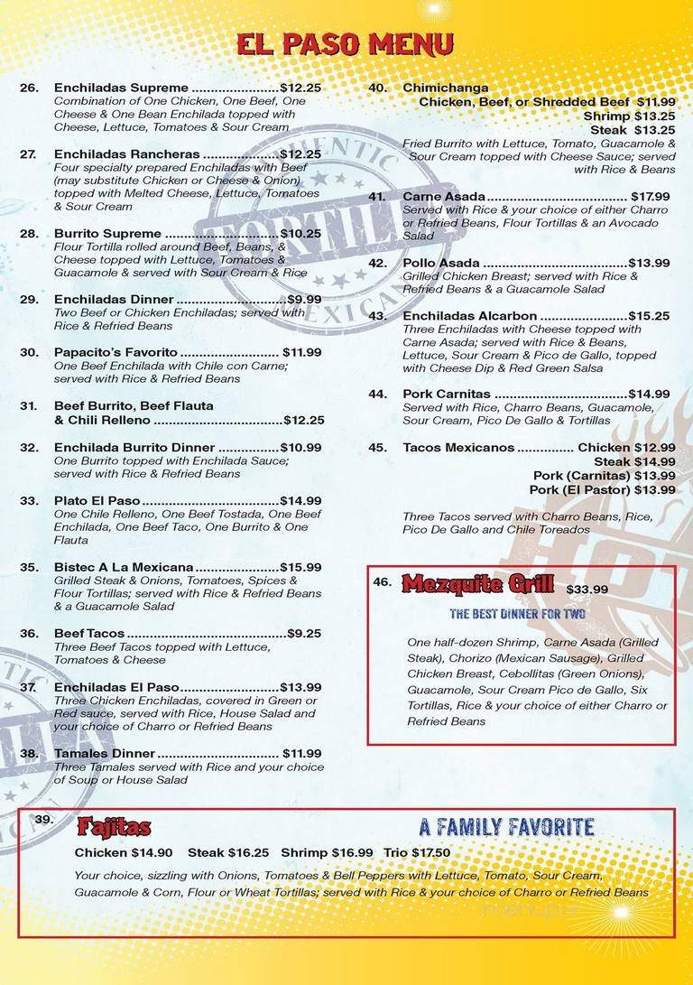 El paso mexican grill - Lafayette, LA menu_pic