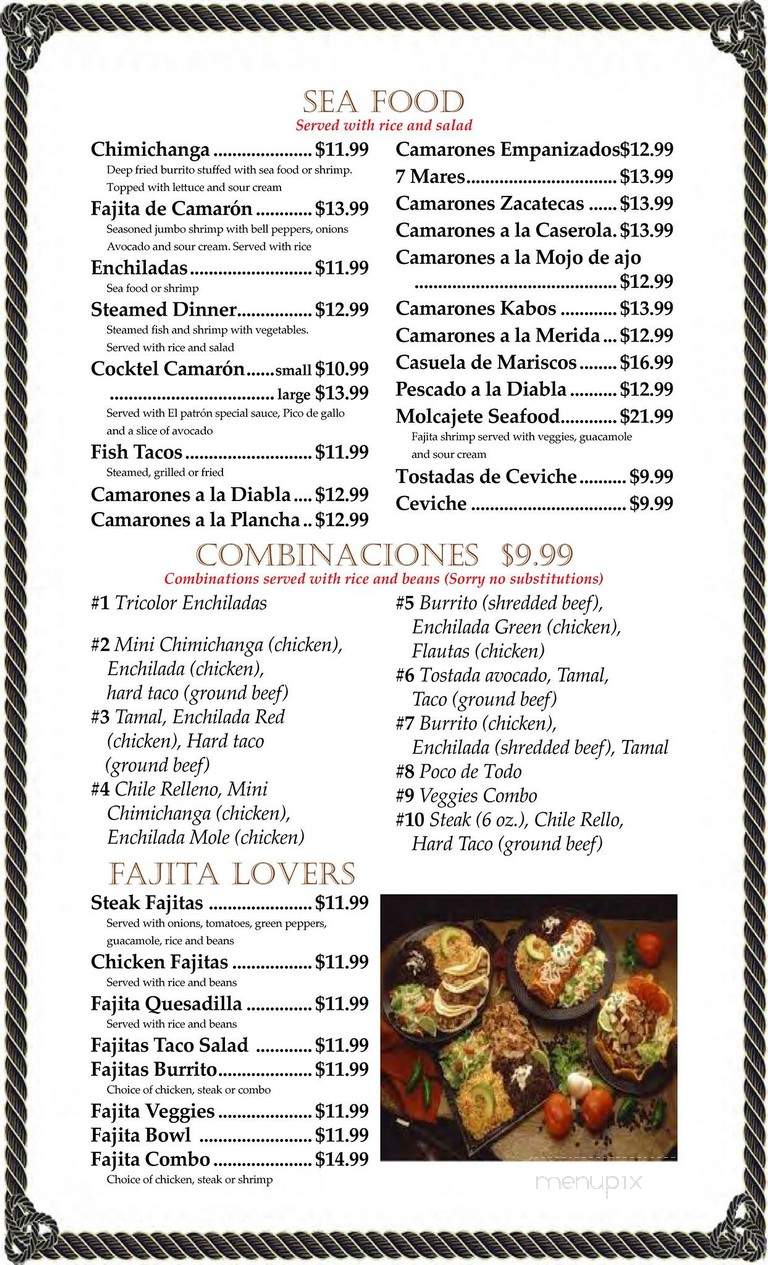 El Patron Mexican Grill and Bar - Appleton, WI menu_pic